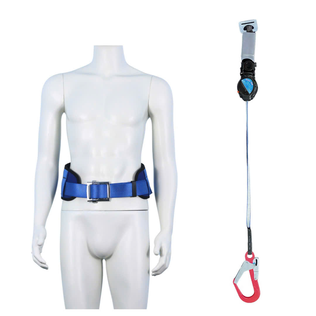 DX5 - Dây đai nịt bụng xanh dương khóa vuông 1 hộp thu tự động móc nhôm 