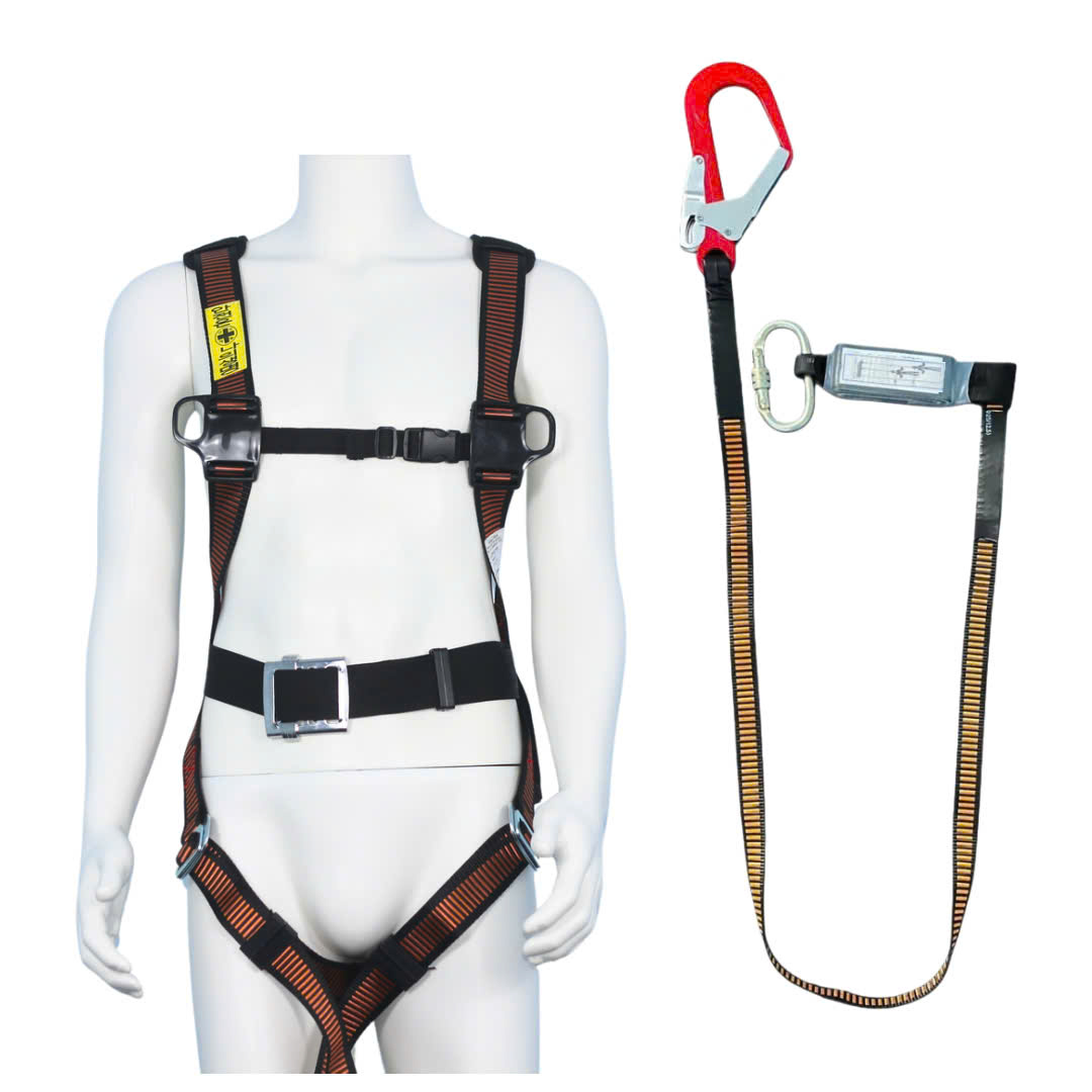 AV3 - Dây đai toàn thân HQ khóa vuông 1 móc nhôm dây bẹ sọc nâu giảm xóc