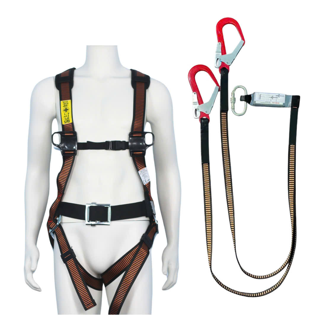 AVD4 - Dây đai toàn thân HQ khóa vuông có đệm hông túi 2 móc nhôm dây bẹ sọc nâu giảm xóc