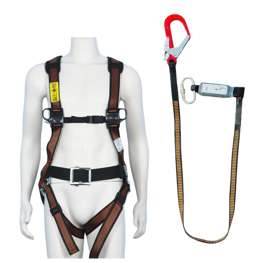 AVD3 - Dây đai toàn thân HQ khóa vuông có đệm hông túi 1 móc nhôm dây bẹ sọc nâu giảm xóc