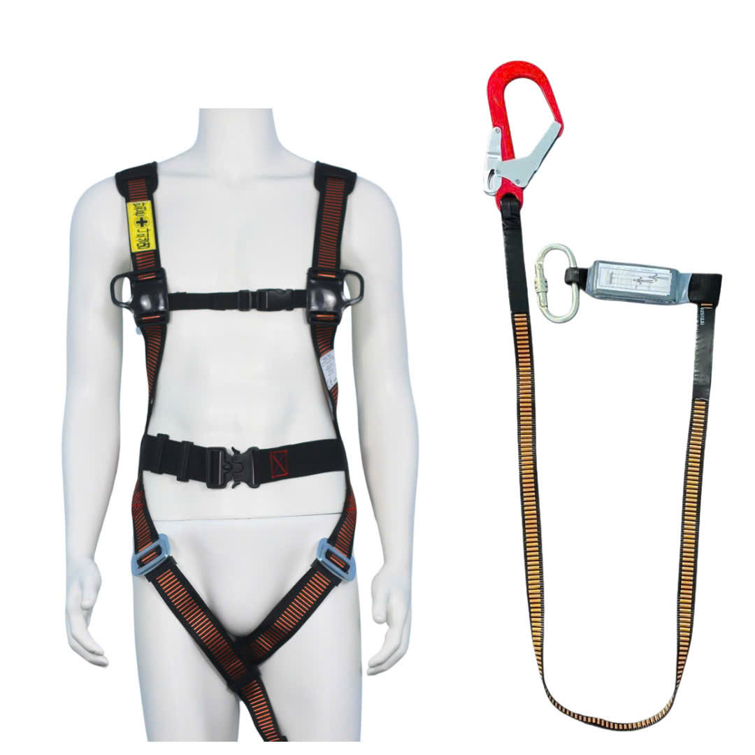 AB3 - Dây đai toàn thân HQ khóa bấm 1 móc nhôm dây bẹ sọc nâu giảm xóc