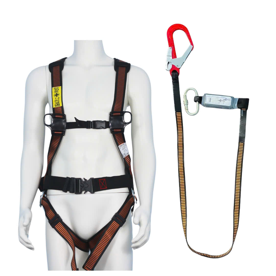 ABD3 - Dây đai toàn thân HQ khóa bấm có đệm hông túi 1 móc nhôm dây bẹ sọc nâu giảm xóc