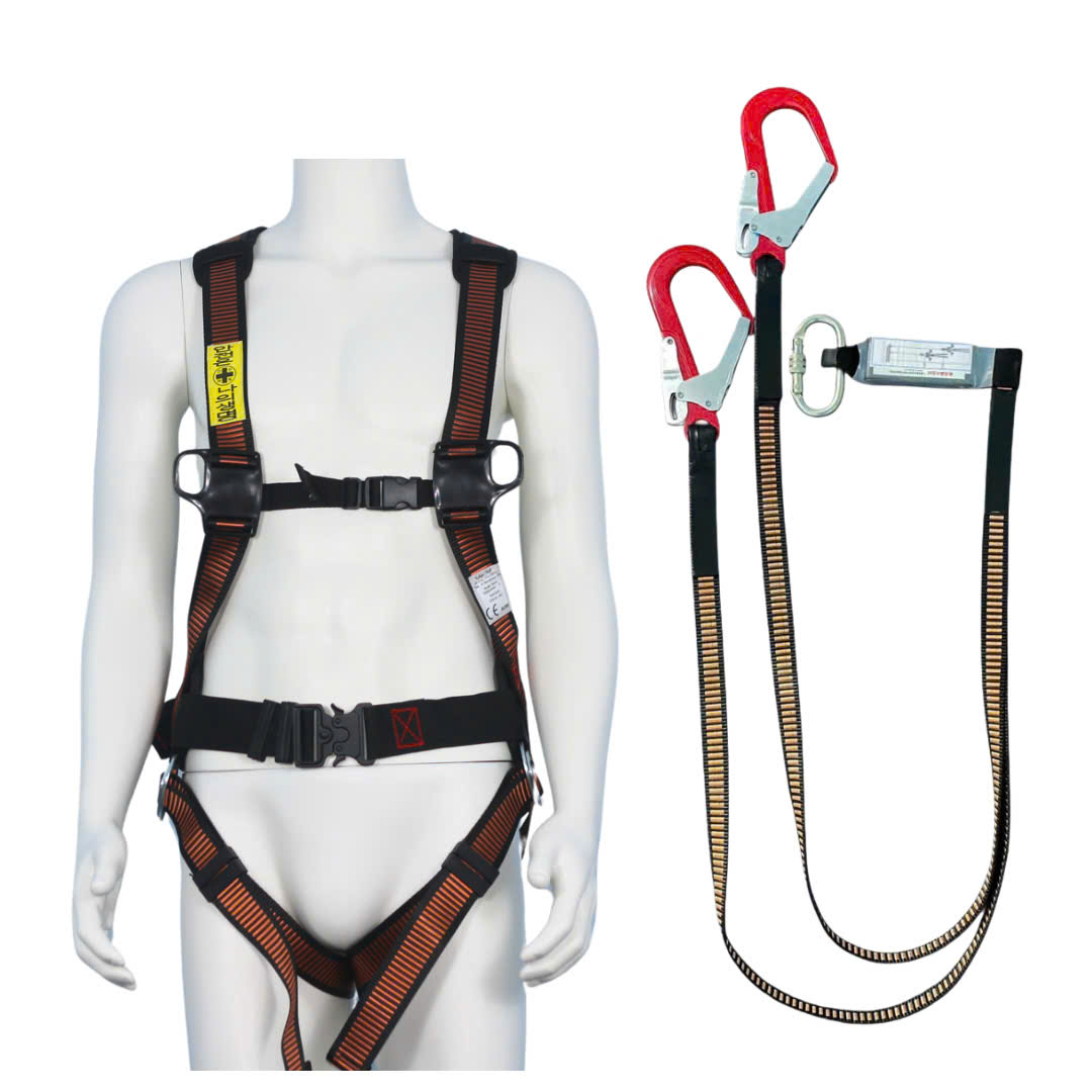 ABD4 - Dây đai toàn thân HQ khóa bấm có đệm hông túi 2 móc nhôm dây bẹ sọc nâu giảm xóc