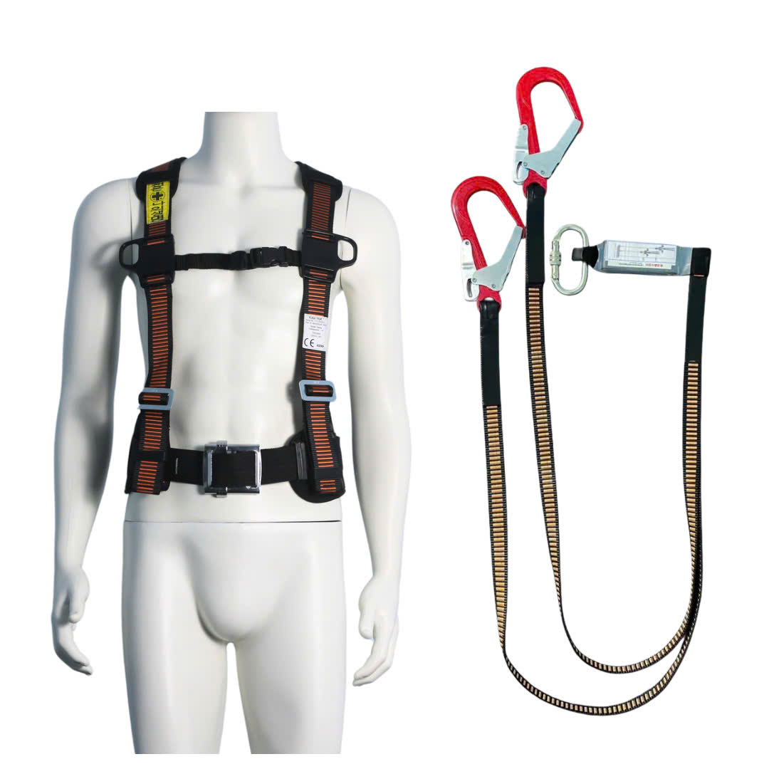 EV4 - Dây đai bán thân HQ khóa vuông 2 móc nhôm dây bẹ nâu giảm xóc