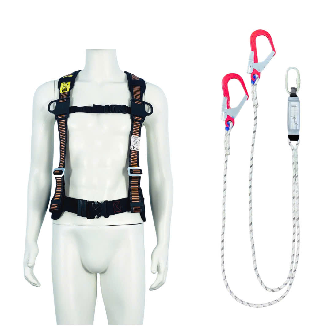 EB8 - Dây đai bán thân HQ khóa bấm 2 móc nhôm dây thừng giảm xóc
