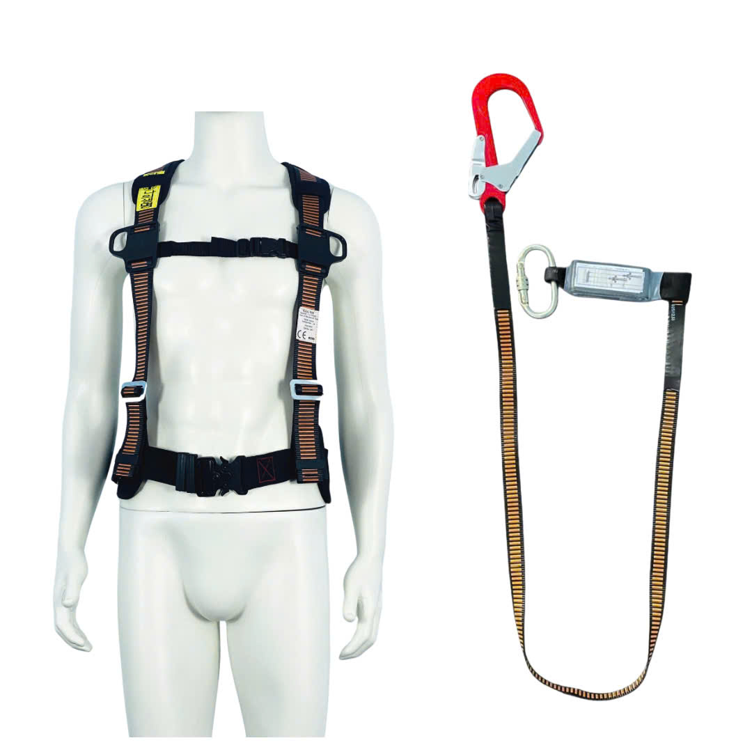 EB3 - Dây đai bán thân HQ khóa bấm 1 móc nhôm dây bẹ nâu  giảm xóc