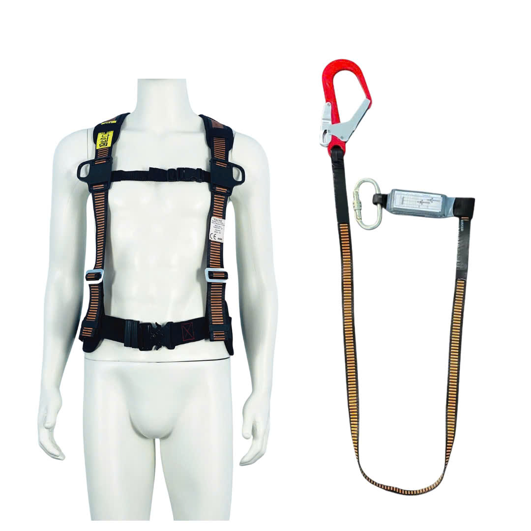 EBD3 - Dây đai bán thân HQ khóa bấm có đệm hông túi 1 móc nhôm dây bẹ nâu  giảm xóc