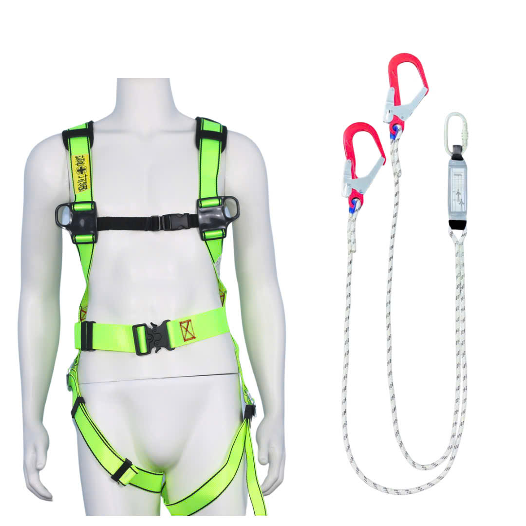 BBD8 - Dây đai toàn thân vàng chanh khóa bấm có đệm hông túi 2 móc nhôm dây thừng giảm xóc