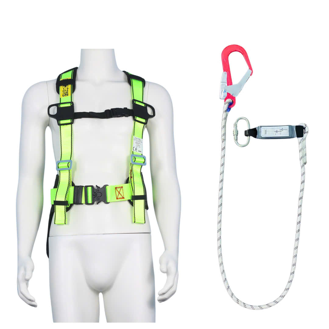 CBD7 - Dây đai bán thân vàng chanh khóa bấm có đệm hông túi 1 móc nhôm dây thừng giảm xóc