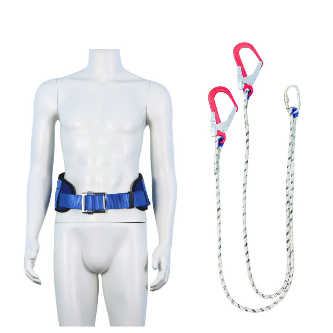 DX2 - Dây đai nịt bụng xanh dương khóa vuông 2 móc nhôm dây thừng