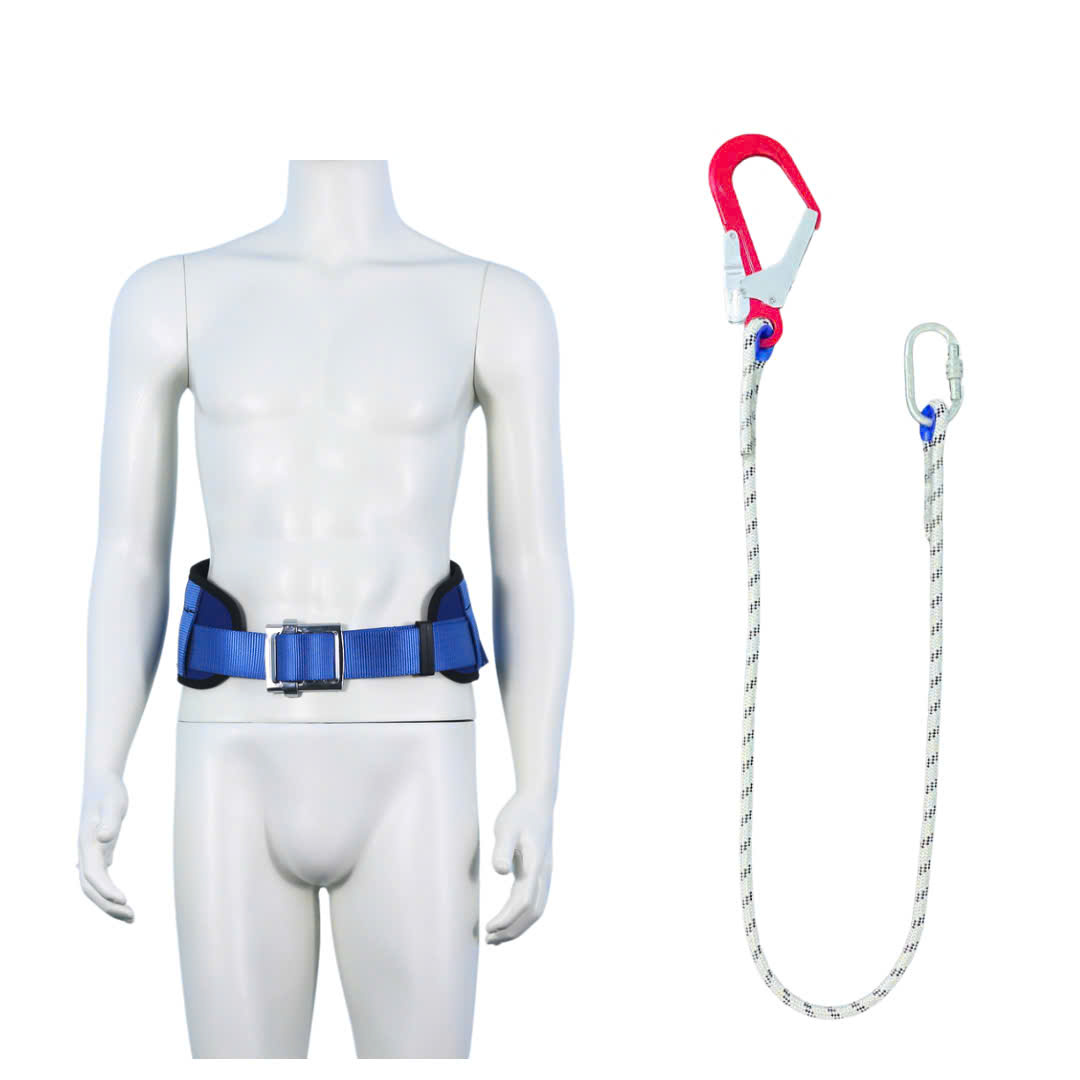 DX1 - Dây đai nịt bụng xanh dương khóa vuông 1 móc nhôm dây thừng