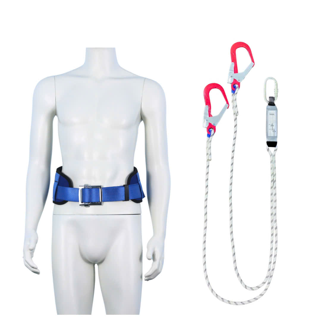 DX4 - Dây đai nịt bụng xanh dương khóa vuông 2 móc nhôm dây thừng giảm xóc