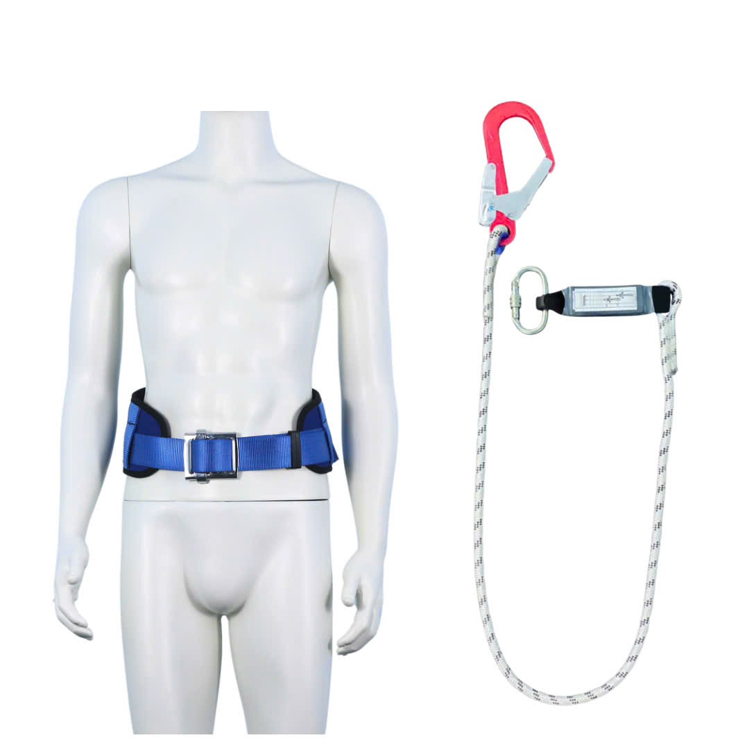 DX3 - Dây đai nịt bụng xanh dương khóa vuông 1 móc nhôm dây thừng giảm xóc