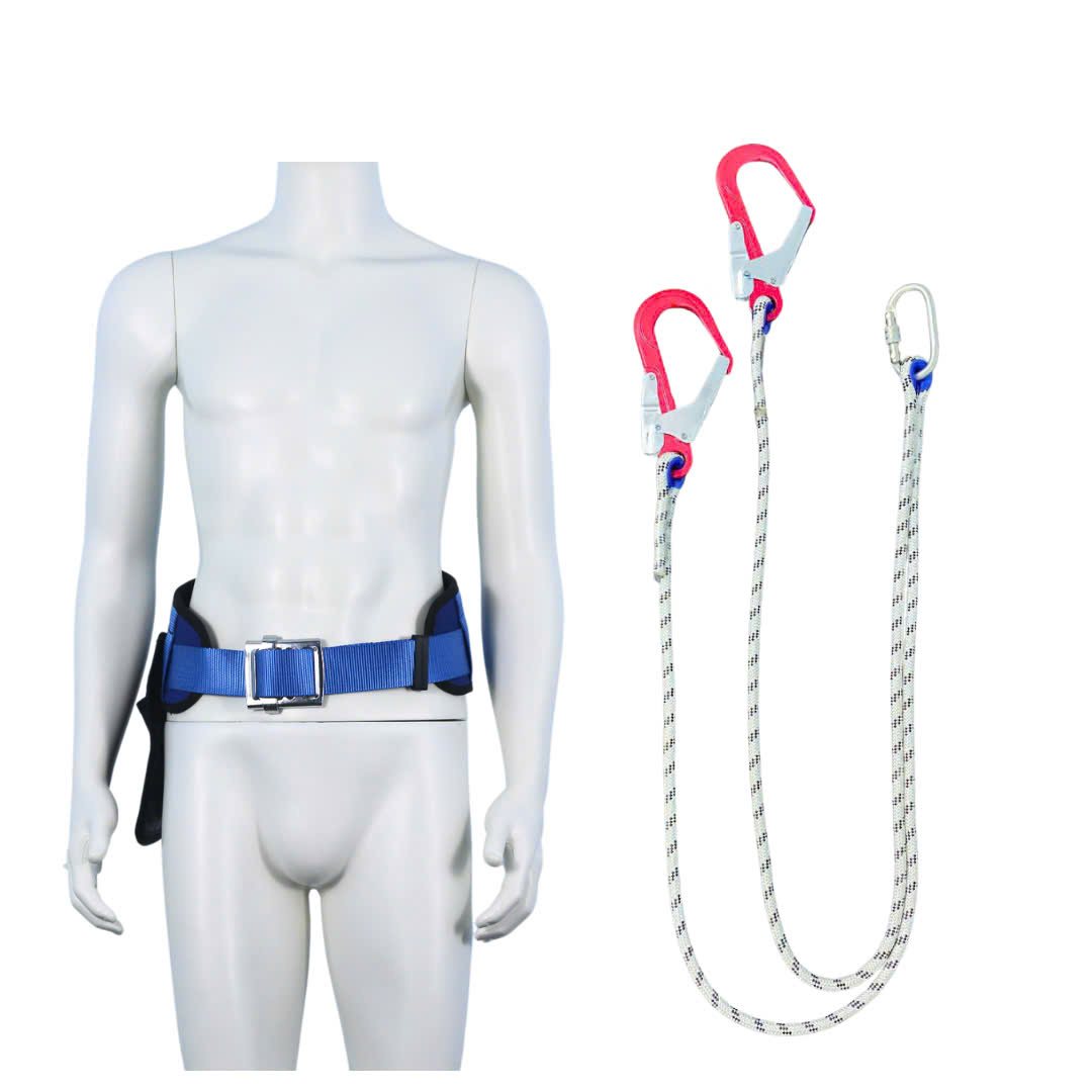 DXD2 - Dây đai nịt bụng xanh dương khóa vuông có đệm hông túi 2 móc nhôm dây thừng