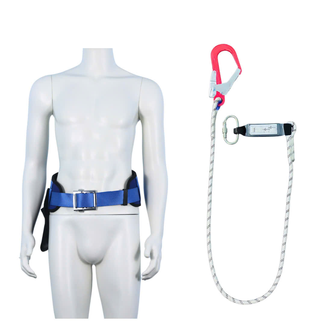 DXD3 - Dây đai nịt bụng xanh dương khóa vuông có đệm hông túi 1 móc nhôm dây thừng giảm xóc